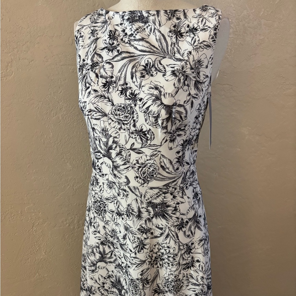 Marc New York Sleeveless Black & White Floral Midi Dresssz 10 NWT - Picture 3 of 11